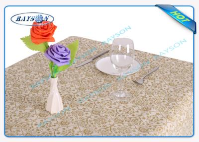 中国 結婚披露宴のための環境友好的なポリ塩化ビニールによって塗られる非編まれたテーブル掛け 販売のため