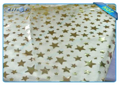 China Diposable Golden Star Printed Non woven Tablecloth Roll / Piece For Christmas Decoration for sale