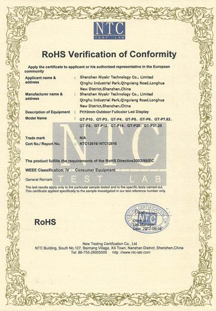 ROHS - Shenzhen Niyakr Technology Co., Limited