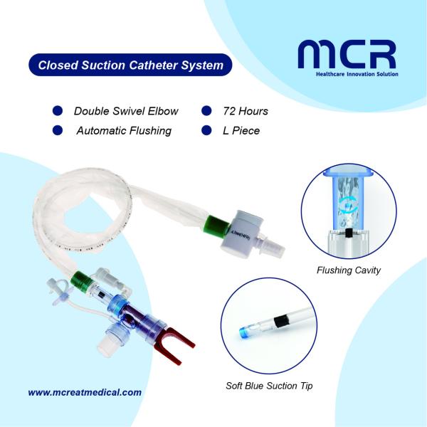 Quality Closed Suction Catheter L-Type Automatic Flushing 10fr 72h Double Swivel Elbow for sale