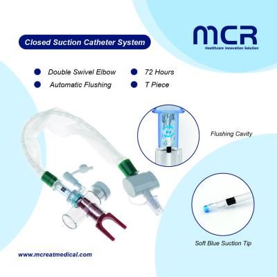 China Closed Suction Catheter System MDI port turbo flushing 72H CE/ISO13485/FDA en venta
