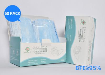China 3 Layers Blue Face Mask Surgical Disposable Excellent Bacterial Filtration Properties for sale