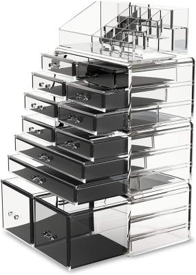 China Polystyrene 8 Layers Acrylic Makeup Organizer Clear Acrylic Makeup Drawers for sale
