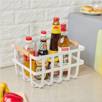 China White Rectangular Wire Baskets With Handles Eco Iron Storage Basket for sale