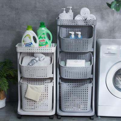 China Versatile 3 Tier Vertical Laundry Sorter 44X34 Plastic Laundry Hamper for sale