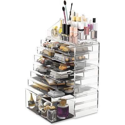 中国 35l Home Glossy Acrylic Makeup Organiser Desk Storage Box For Cosmetic 販売のため
