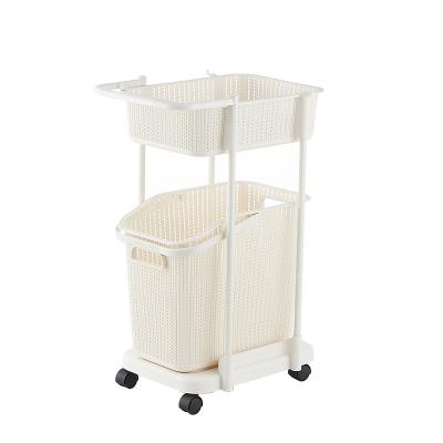 China Stackable 72cm 2 Tier Plastic Laundry Hamper With Wheels for sale