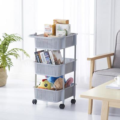 China Tall 95.5cm Large Plastic Laundry Basket 3 Tier Laundry Basket With Wheels for sale