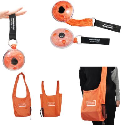 China Orange 5L Roll Up Reusable Grocery Bags Roll Up Reusable Shopping Bags for sale