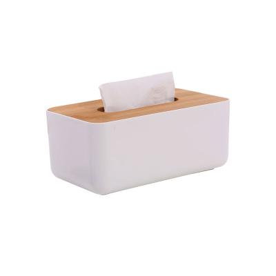 China Bamboo PP White Tissue Box Cover Decorative Tissue Box Covers for sale