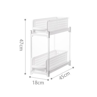 China Double Tiers Plastic Pantry Shelves PP Shelf Plastic Kitchen Rack for sale