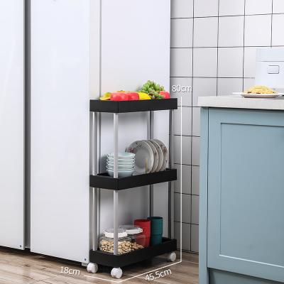 China Crystal 98.5cm Kitchen Storage Racks Plastic Organizer Shelf Four Layer for sale