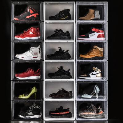 China Cajones plásticos de Stackable Shoe Box del organizador de la caja de zapatos del rectángulo en venta