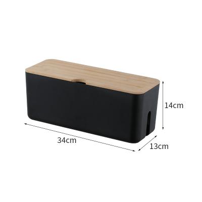 China Wooden Lid 34*13*14cm Cable Organizer Box Storage For Desk for sale