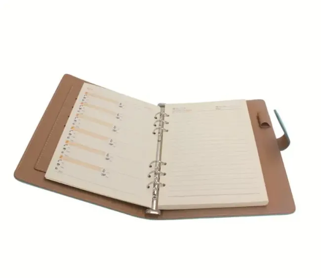 Custom Hardcover PU Leather Business Office Notebook 6-Ring Binder with Magnetic Buckle
