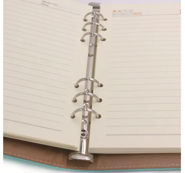 Custom Hardcover PU Leather Business Office Notebook 6-Ring Binder with Magnetic Buckle
