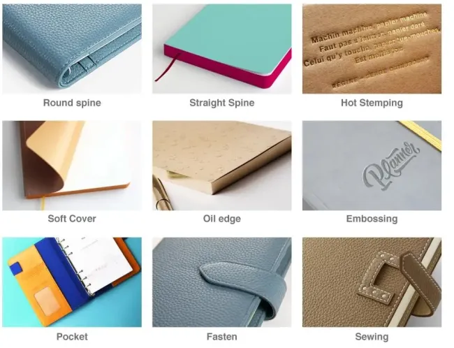 Custom Hardcover PU Leather Business Office Notebook 6-Ring Binder with Magnetic Buckle