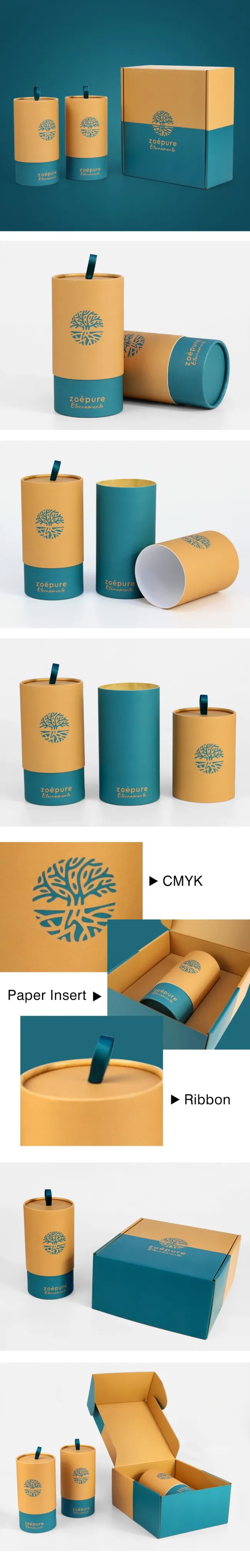 Emballage écologique fait sur commande de tube de papier d'emballage de boîte de cylindre de carton de Firstsail avec la poignée pour le café Bean Bath Salt Tea de nourriture de bouteille d'eau