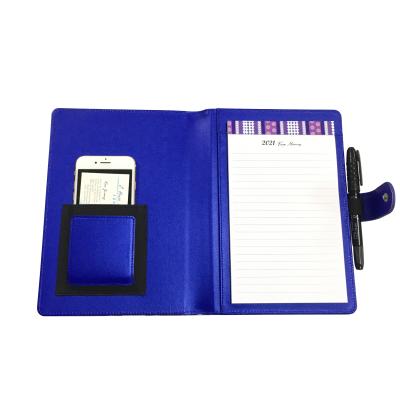 China Business PU Leather Notebook 40pp Hardcover Spiral Diary Blue With Notepad for sale
