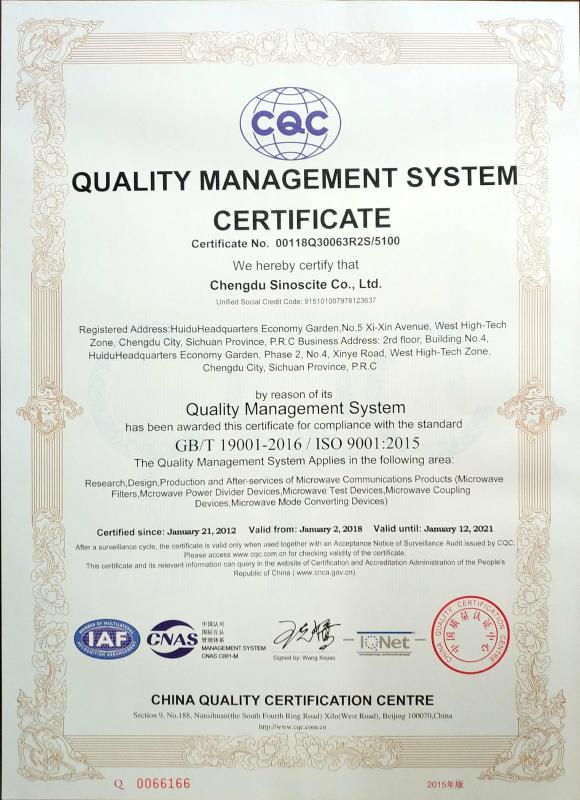 ISO 9001:2015 - Chengdu SinoScite Technology Co., Ltd.