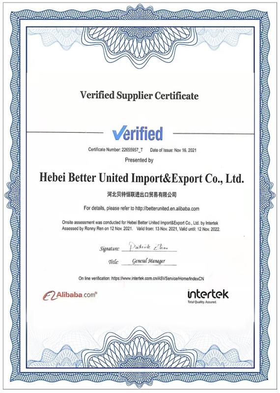 INTERTEK - Hebei Better United Import And Export Co., Ltd.