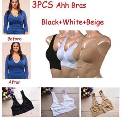 China Ahh Bra 3 PCS/Set Sports Bra Plus Size Ladies Seamless Pullover Underwear for sale