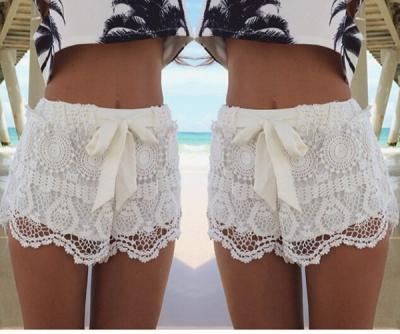China Hot Sale Fashion Drawstring Bow Women Lace Shorts for sale
