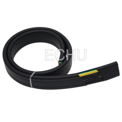 China Flat Flexible Traveling Cable for Crane or Conveyor 4core Black Jacket for sale