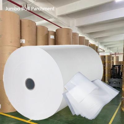China 0.05mm espesor de calidad alimentaria Kraft papel de pergamino Jumbo Roll tamaño personalizado PE revestido en venta