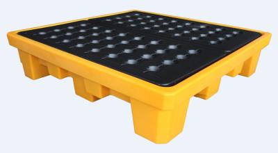 China Rotational Moulding 4 Drum Spill Containment Pallet PE Yellow 1300*1300*300mm for sale