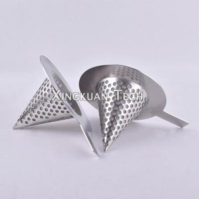 China Temporary Stainless Steel Conical Strainer perforated woven for Pipeline filtration for sale
