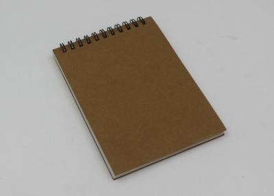 China Eco - Friendly Pocket Kraft Paper Notebook With Line Printing Inside / Spiral Notepad for sale