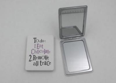 China Metal Craft White  Travel Makeup Mirrors Double Sided With Logo Printing for sale