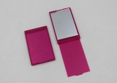China Pink Plastic Folding Travel Makeup Mirrors , Square Shape Handheld Compact Mirror for sale