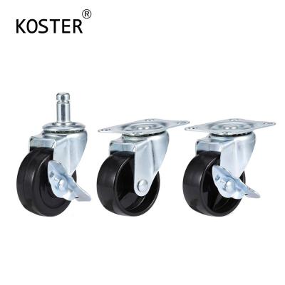 China 1 Inch 1.25 Inch 3 Inch Furniture Rubber Black Swivel Castor Wheel Customized for sale