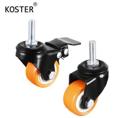 China Orange Plastic Furniture Castor Wheel with Brake 21mm/25mm/32mm Thickness for sale