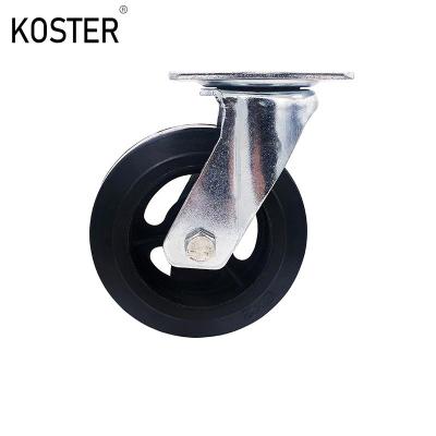 China 6in 8in Heavy Duty Black Rubber Caster Wheel for Industrial Equipment Roller Bearing for sale