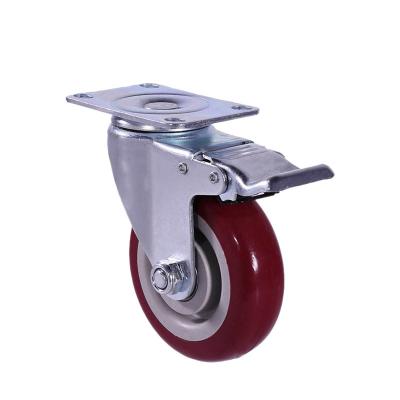 China 3 inch 4 inch 5 inch Red PVC Industry Medium Duty Caster Wheels for sale
