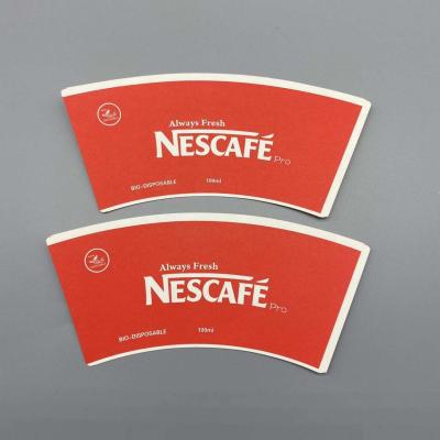 China 170gsm Printed PE Coated Paper Cup Fan Embossed Design for sale