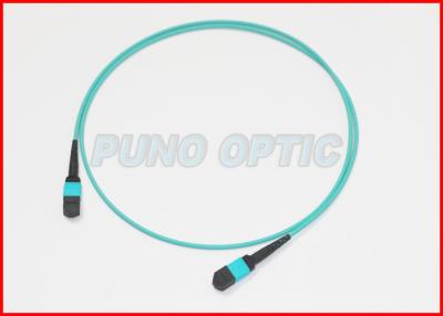 China High Density MTP Aqua Fiber Patch Cable / Trunk Cable 24 Core 100G Multimode for sale