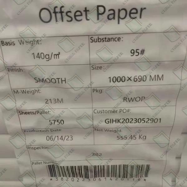 Quality Smooth Offset Printing Paper WFU Woodfree High White Bond Paper for sale