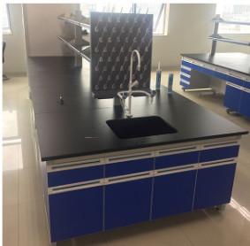 China All Steel Modular Lab Furniture , Laboratory Wall Bench With Reagent Shelf for sale