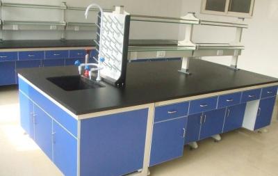 China 3000 Mm White Steel - Wood Lab Benches Furniture For University Laboratory for sale