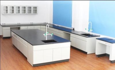 China Blue Color Wall Corner Bench / Lab Table For Lab Project / Wall Bench With Sink Table for sale