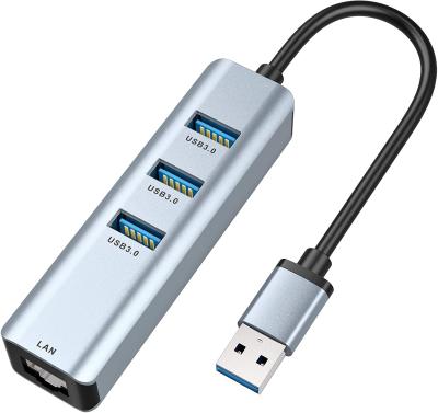China 3.0 USB Ethernet Adapter 3Port USB RJ45 10 Gigabit Ethernet Adapter ROHS for sale