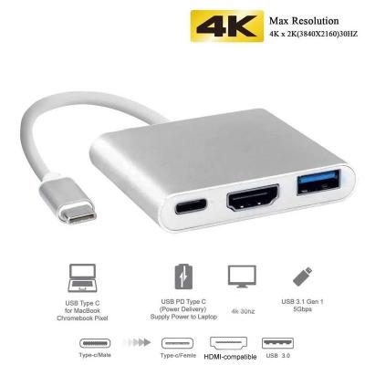 China 24AWG 3 en 1 los ejes 1080P USB del USB C al cable los 20cm 10Gbps del adaptador 4k de HDMI en venta