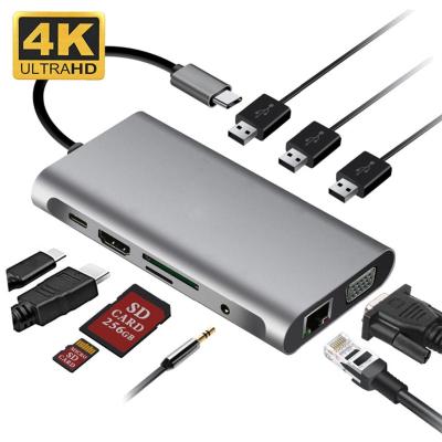 China 87W 10 en 1 estación de acoplamiento 1000Mbps de Multif del adaptador del eje HDMI del USB C en venta
