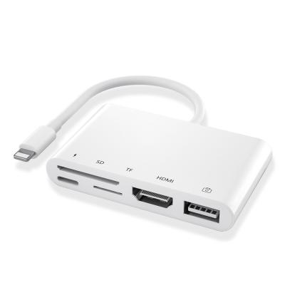 China 1080P Lightning To HDMI Cable USB SD TF Card Reader Digital AV TV OTG Adapter Hub for sale