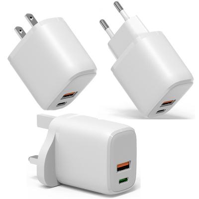 China 20W USB C Charger QC 3.0 2 Port LED Wall Adapter For IPhone 12 11 AirPods for sale