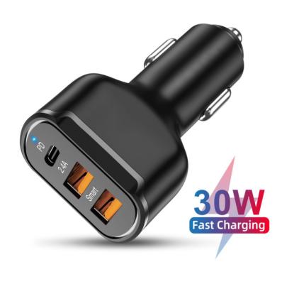 China 30W PD Fast 3 USB Car Charger QC3.0 Universal For IPhone 12V 1.5A for sale